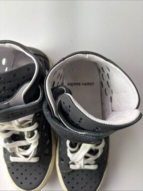 Pierre Hardy Kids Black and White Perforated High-Top Sneakers